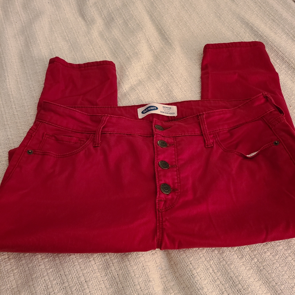 Old Navy Red Rockstar Button Fly